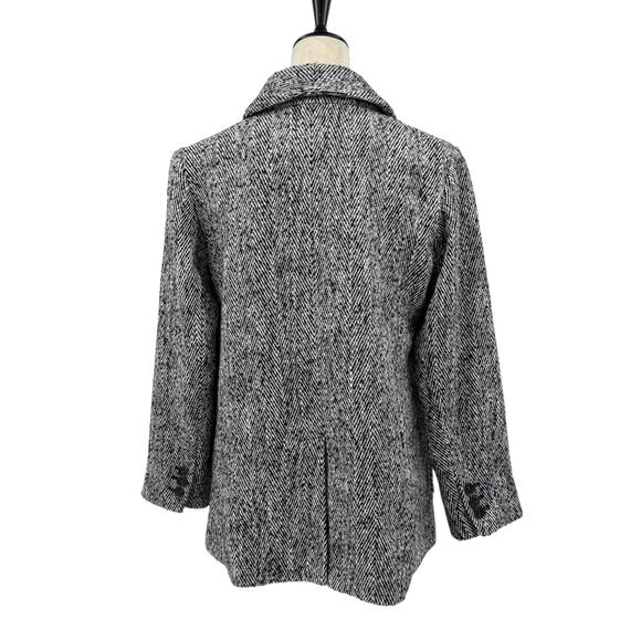 Talbots NWT Petite Black & White Herringbone Wool Blend Relaxed Blazer Coat - Picture 5 of 12